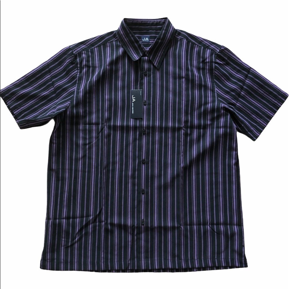 JOHN ASHFORD MEN’S STRIPE SHORT SLEEVE SHIRT Sz L
